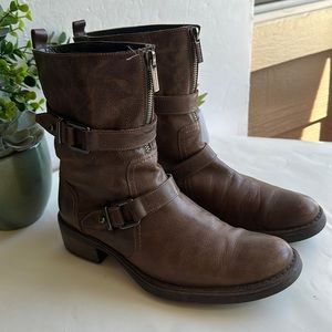 Aquatalia  Leather Moto Boots In Brown-Sz 8.5